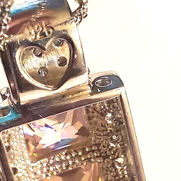 Sterling Silver & Light Pink White CZ Pendant Necklace Excellent Condition - Picture 4 of 5